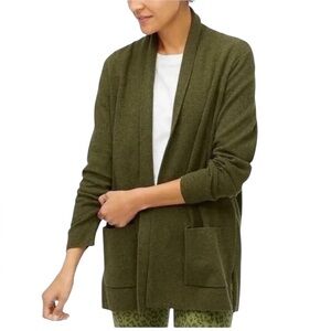 J Crew Factory Longline Cotton Olive Green Sweater Cardigan‎ Jacket Womens Large